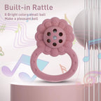 Rattle Teether, Lion Shape Montessori Baby Sensory Teething Toys, Food Grade Silicone BPA Free, Newborn Essentials Must Haves (Shifting Sand Ether)