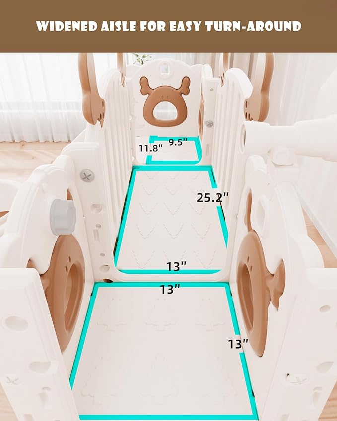 XJD 13 in 1 Toddler Slide Set, Kids Slide for Toddlers Age 1+, New Upgrade with Golf Set, Basketball Hoop, Drawing Board for Indoor Outdoor Playset,Toddler Playground (Brown)