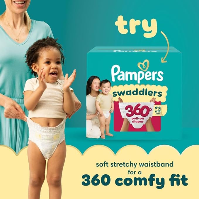 Pampers Swaddlers Diapers, Size 4 (15-34 lbs), 150 Count, Absorbent, Keeps Baby Dry and Comfortable, Skin Safe Disposable Baby Diaper (Packaging May Vary)