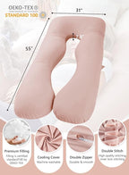 Meiz Cooling Pregnancy Pillows for Sleeping, Maternity Body Pillow for Pregnant Woman, U Shaped, with Cooling Jersey Cover