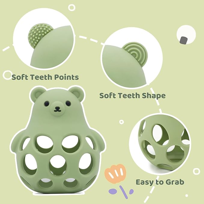 Baby High Chair Suction Toys Teething Chew - Baby Table Toys, Teething Toys Silicone Teethers, Food Grade Silicon for 6 12 18 Months (Green Blue)