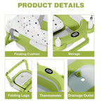 TPN Collapsible Baby Bathtub, Baby Bath Tub with Soft Cushion & Real-Time Thermometer, Baby Bathtub Infant to Toddler Tub (0-36 Months), Portable Travel Baby Tubs for Newborns (Green)