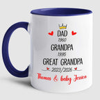 Dad Grandpa Great Grandpa EST 2026 Coffee Mug 11 15 Oz, Novelty Accent Ceramic Cup Gift For Pregnancy Announcement, Customized Choose Year & Name White Coffee Cup New Great-Grandfather Grandad Pawpaw