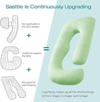 Sasttie Pregnancy Pillows for Sleeping, Jumbo U Shaped Cooling Full Body Pillow with Removable Cover, Pregnant Women Must Haves, Maternity Essential, Light Green