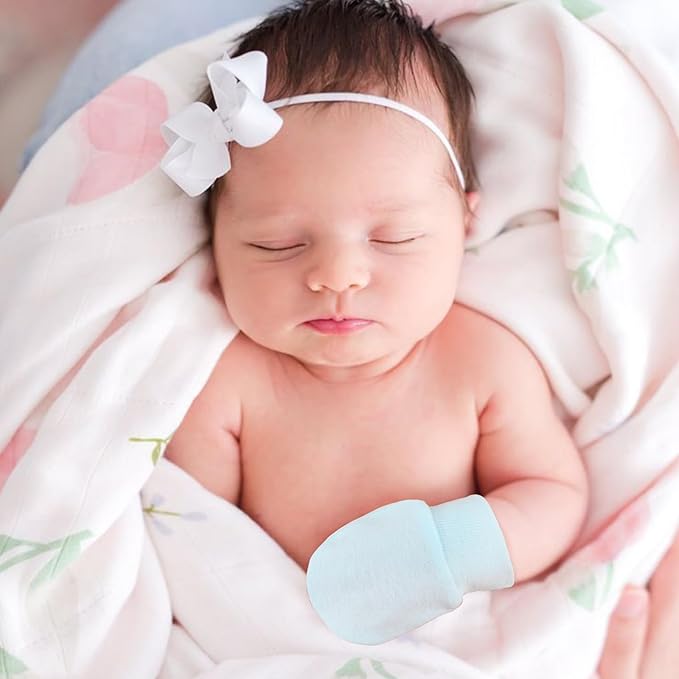 BQUBO 6 Pairs Newborn Baby Boys Girls Mittens 0-6 Months Unisex-Baby Infant Mittens Elastic No Scratch Wrist Gloves