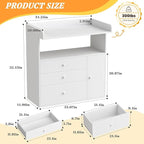 Baby Changing Table Dresser with Wide Tabletop, 3 Drawers & Open Storage Space, Baby Dresser with Changing Table Top, Perfect for Baby Bedrooms & Nurseries (Extra Large)