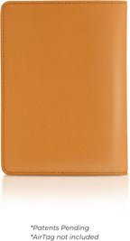 Kings Loot Passport Holder Wallet | RFID Blocking Leather Travel Wallet with Built-in Airtag Holder | Holds 1-6 Cards & Passport | Easy Pull Tab | Travel Wallets (Cognac)