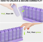 Weekly Pill Organizer 3X a Day, Detachable Pill Box 7 Day, Large 3 Times Daily Pill Case, Travel Pill Container Holder, Week Medication Dispenser Pillbox for Vitamin Supplement Medicine, Purple