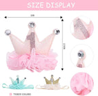 1st Birthday Crown Headband for Baby Girls - Gold/Pink Glitter Mini Crown