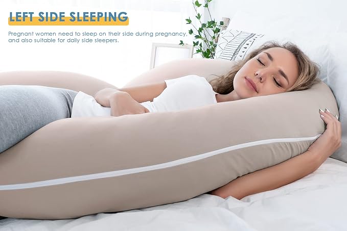 INSEN Pregnancy Pillow Cooling, Maternity Pillow with Soft Cotton Cover, C Shaped for Side Sleeping