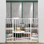 ALLAIBB Extra Wide Pressure Mounted Baby Gate Walk Through Child Kids Safety Toddler Tension White Long Large Pet Dog Gates with Extension for doorways Kitchen (38.58-43.31"/98-110cm)