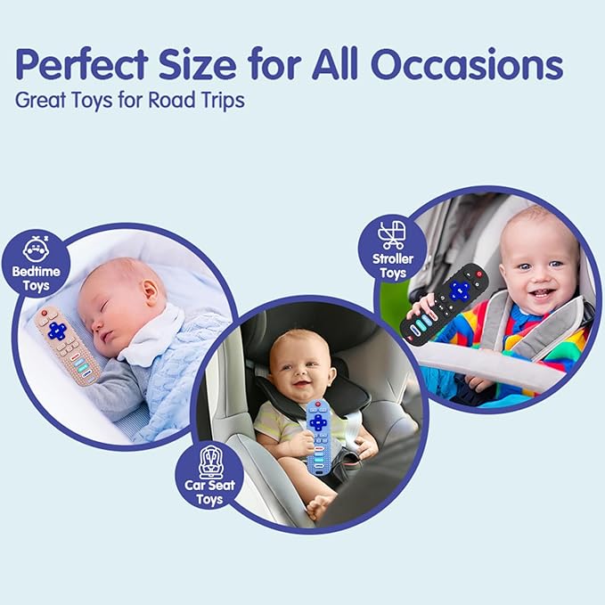 3 Pack Baby Teething Toys&Remote Control Toy, Baby Chew Toys for Teething Relief, Food Grade Silicone Teethers for Babies 3-24 Months, Ideal Boy Girl Birthday Christmas Gift(Pink&Khaki&Purple)