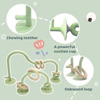 Baby High Chair Suction Toys Teething Chew - Baby Teething Toys Silicone Teethers Table Toys, Food Grade Silicon for 6 12 18 Months (GreenDGreen)