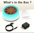 ColorsNoise Sound Machine and White Noise Machine with 30 Soothing Sounds with 12 Colors Baby Night Light with Memory Function (T-Wood)