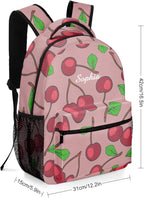 Ripe Red Cherry Custom Kids Backpack 16.5 Inch for Boy Girl, Personalized Waterproof Child School Travel Bag with Name