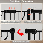 Narrow Baby Gate for Doorways Stairs, 24-29" Wide Pressure Mounted Walk Through Metal Auto Close Safety Child Gatesfor Kids or Pets, Black