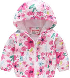 TUIJI Toddler Boys Girls Cartoon Print Zip Jacket Hooded Trench Lightweight Kids Coats Windbreaker Outdoor Cute Dust Coats