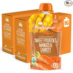 Happy Baby Organics Clearly Crafted Stage 2 Baby Food, Sweet Potatoes, Mangoes & Carrots, 4 Ounce Pouch (Pack of 16)
