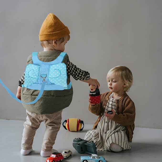 Toddler Harness with Leash - Child Leash and Anti Lost Wrist Link with Lock, Baby Walking Harness Assistant for Boys, Cute Traction Safety Leash for Kids, Holiday Travel Christmas Gift, Blue