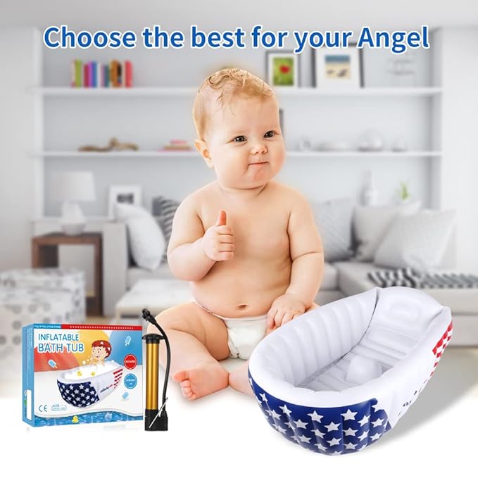 | Inflatable Baby Bathtub,Newborn Bathtub Seat for Infant,Non-Slip Baby Pool for Sitting up,Foldable Toddler Tub Shower,Portable Travel Bath for Kids 0-6 Year