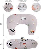 Little Grape Land New Nursing Pillow for Breastfeeding, Larger Breast Feeding Pillow and Positioner with Removable Cover for More Support, Tummy Time and Bottle Feeding Support Pillow, Pink Ranch