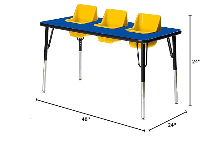3-Seat Feeding Table (Blue Top, Yellow Seats, Black T-Mold)