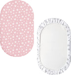 Bassinet Sheets Set 4 Pack for Baby Girl, Universal Fit for Oval, Hourglass and Rectangular Mattress, Pink