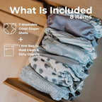 Nora's Nursery Cloth Diaper Cover, Reusable Cover with Snap Closure, Shell for Prefold, Flat, or Fitted Inserts, Includes Wet Bag - Something Blue