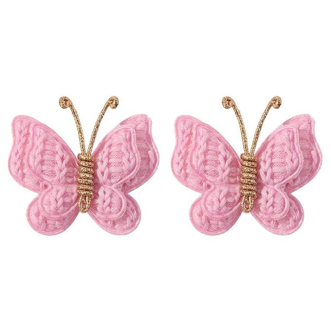 2 Pcs Butterfly Hair Bow Girl, Kid's Cute Hair Clips Barrettes Accessories for Infants Toddlers Baby Kids Fine Hair (Peach Red)