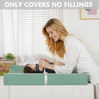 Vegan Leather Changing Pad Cover with Zipper - 31"X 16" - Waterproof Wipeable, Extra Thick & Portable & Non-Slip Diaper Mat - Fits Standard Changing Tables (Green)