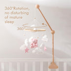 EERKEOD Baby Crib Mobile Bear Nursery Mobile for Boys Girls Teddy Velvet Mobile Nursery Decor for Infant Bedroom Hanging Baby Mobile for Bassinet Newborn Baby Gift（Pink Bear）