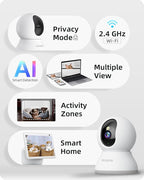 blurams Security Camera 2K, Baby Monitor Dog Camera 360-degree for Home Security w/Smart Motion Tracking, Phone App, IR Night Vision, Siren, Works with Alexa & Google Assistant & IFTTT, 2-Way Audio