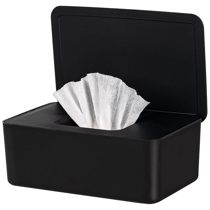 Baby Wipes Dispenser, Wipe Holder for Baby & Adult,Keeps Wet Tissue Fresh, Non-Slip Wipes Case, Flushable Wipe Container with Sealing Design Lid