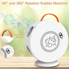 Bubble Machine Automatic Bubble Blower for Kids Toddlers Rechargeable Battery Portable Bubble Maker Electric Bubble Machine Auto Rotating 90°/360° Outdoor Toy for Birthday Party Wedding
