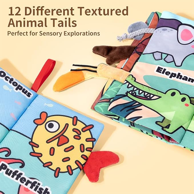 Baby Books 0-6 Months, 2PCS Crinkle Books for Babies, Touch and Feel Sensory Books for Babies, Infant Toys 0-6 Months, Soft Fabric Toy Shower Gift, Baby Crinkle Book - 4 Page Blue