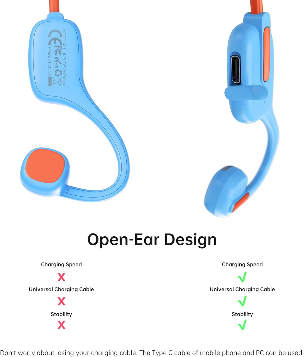 LOBKIN Kids Headphones Open Ear,Bluetooth 5.3 Air Conduction Wireless Lightweight Kids Earbuds IPX5 Waterproof with Microphone for School,Home and Outdoor Activities Gifts for Boys Girls