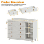 Baby Dresser with Changing Table Top, Baby Changing Table Dresser with 5 Drawers and Adjustable Shelves, Multi-Functional Diaper Changing Station, Nursery Organizer for Kids Bedroom, White