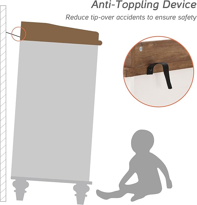 WAMPAT Dresser for Kids Bedroom with 6 Drawers, Mid Century Baby Dresser Wide Chest of Drawers with Storage Cabinet Organizer for Nursery, Living Room, Off White