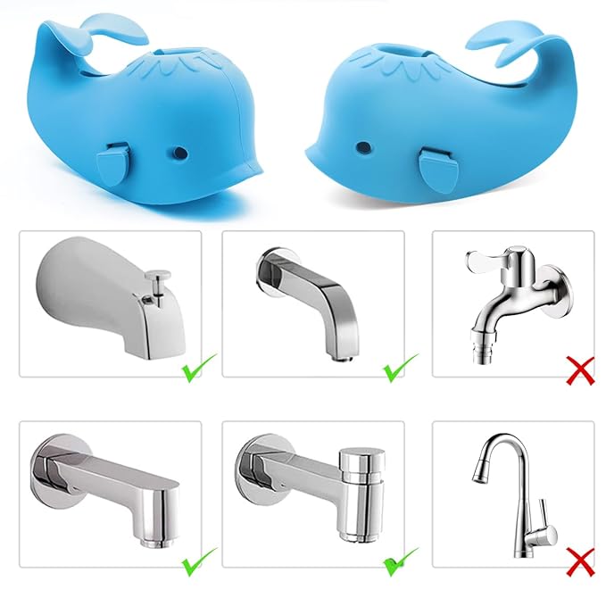 Baby Bathtub Faucet Cover, Faucet Cover Baby Bathtub Spout Cover, Bath Spout Protective Cover, Bathtub Safety Spout Guard, Baby Safety Protection Silicone Kit, Blue Whale Protector