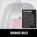 GORILLA GRIP Patented Bath Tub Shower Mat, Machine Washable Bathtub Floor Liner Mats, Suction Cups and Drain Holes to Keep Tubs Clean, Soft on Feet, Bathroom Essentials, 35x16 Inch, Clear Light Pink
