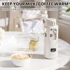 Dollox Portable Bottle Warmer for Travel 12oz Large Capacity Baby Portable Water Warmer for Formula, Breastmilk, Milk, 10000mAh, Wireless, Fast Heating Suitable for Baby Outdoor Travel, Car, Airplane