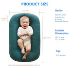 Baby Lounger for Newborns,Baby Nest & Floor Cushion,Soft Cotton,Portable Diaper Changing Pads for Boys & Girls 0-12 Months (Peacock Green)