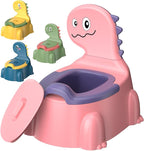 Potty Training Toilet Toddler Potty Chair Kids Boys Girls Dinosaur Animal Comfortable Potties Training Seat for Childrens Ages 1-3 Portable Baby Toilets with Lid Back Easy to Clean Potty Trainer, Pink