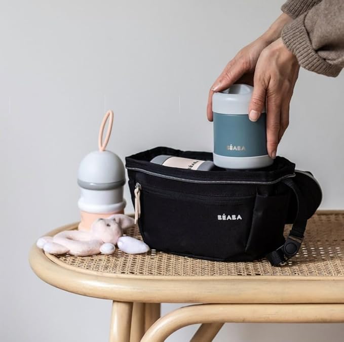 Beaba Stainless Steel Insulated Food Jar 10 oz, Kids Thermos, Lunch Containers, Leakproof, Wide Opening, Suitable for Hot and Cold Foods (Sage)