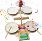 Kids Drum Set for Toddlers - 7 in 1 Montessori Kids Musical Instruments Preschool Educational Toys, Xylophone Tambourine Birthday Gifts for Boys and Girls, Drum Set for Toddlers 3-5