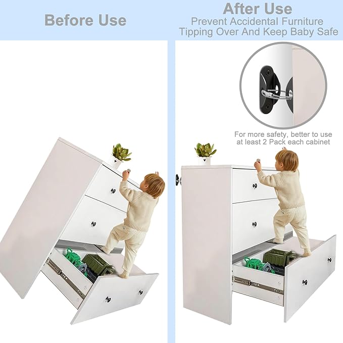 Furniture Anchors for Baby Proofing, Anti Tip Furniture Anchor Securing 420lbs Tension Earthquake Resistant Metal Furniture Wall Anchor Prevent Baby Pet from Falling Furniture（12 Pack，Black）