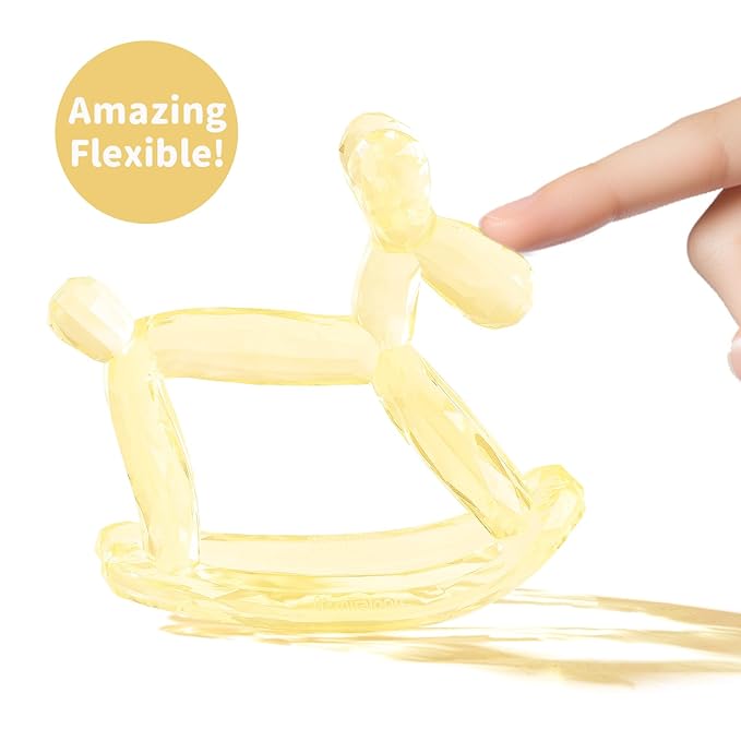 Crystal Jelly Baby Teether – Teething Toys 3-6 Months Food Grade Silicone Teether with Storage Box and Pacifier Clip, Safe for Babies (Citrine Clip+Box)