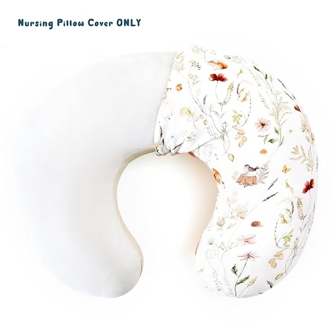 GRSSDER Reversible Nursing Pillow Cover, Ultra Soft Stretchy Minky Removable Nursing Covers Fitted for Breastfeeding Pillows Snug and Safe, Comfortable Slipcover for Girls, Stylish Original Print