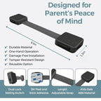 Cabinet Locks Baby Proofing (6-Pack Black) - Child Proof Cabinet Locks, No Drilling, Easy Installation, Adjustable & Reusable, Drawer Locks Baby Proofing