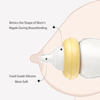 YOHKOH Natural Glass Baby Bottle with Natural Response Nipple, Newborn Anti-Colic Baby Bottles, Wide Neck Mushroom Cap Baby Bottle, Clear (8.8ounce (Pack of 2), Yellow2)